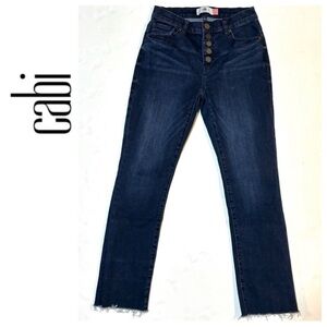 Cabi Raw Hem Button Fly Straight #4327 Blue Indigo wash,4